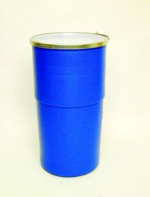 12 Gallon Open-Head Plastic Drum - Taper-Sided - Blue - Plain Cover