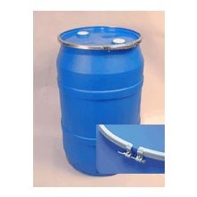 55 Gallon Open-Head Plastic Drum - Blue - Cover with Fittings