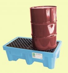 UltraTech Fluorinated Poly Spill Pallet - 2 Drum With Drain