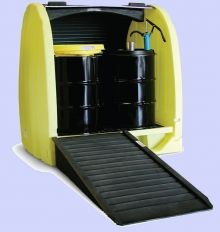 Enpac Roll Top 4 Drum Outdoor Spill Containment Pallet With Drain