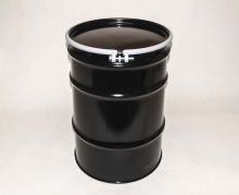 55 Gallon Open-Head UN-Rated Steel Drum - Black - Rust Inhibitor Interior