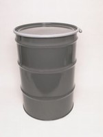 55 Gallon Open-Head UN-Rated Steel Drums - Grey - Rust Inhibitor Interior