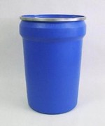 30 Gallon Open-Head Blue Plastic Drum With Tapered Sides and Plain Cover