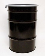 55 Gallon Open-Head UN-Rated Steel Drum - Black - Epoxy Phenolic Interior