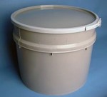 20 Gallon Open-Head Plastic Drum - Taper-Sided - Grey - Plain Cover